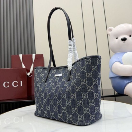 Replica fedele Borsa tote piccola Gucci Tribeca 875236 GG denim blu Imitazione Outlet