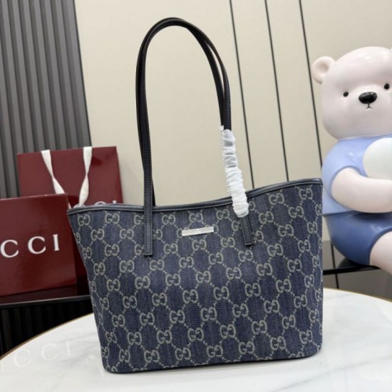 Replica fedele Borsa tote piccola Gucci Tribeca 875236 GG denim blu Imitazione Outlet