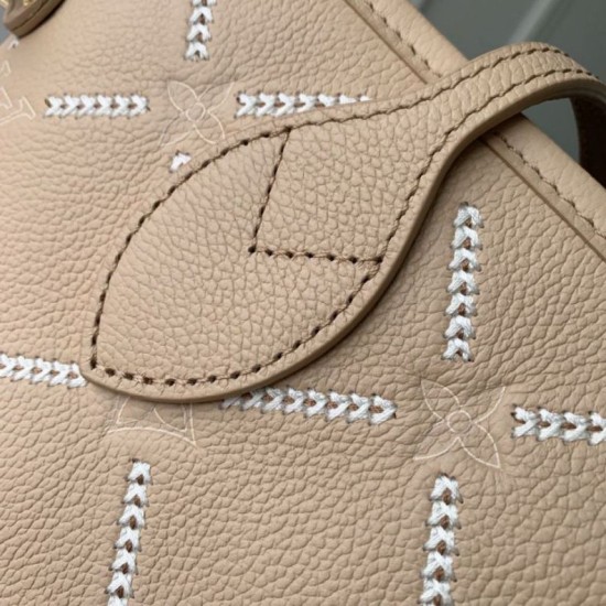 Replica fedele Borsa tote Louis Vuitton M29486 Neverfull MM ricamata marrone Imitazione Outlet