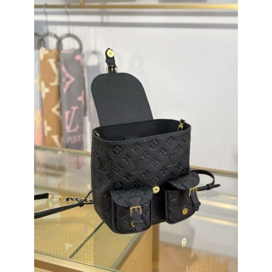 Replica fedele Zaino LV modello M47072 con chip MB163c premium Nero Imitazione Outlet