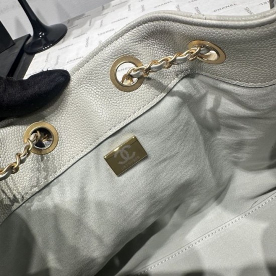 Replica Perfetta Borsa a secchiello Chanel AS5293 Hobo con coulisse Bianco-verde Imitazione Outlet
