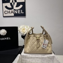 Replica Perfetta Borsa a secchiello Chanel Hobo con coulisse AS5293 Beige Imitazione Outlet