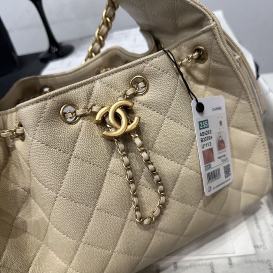 Replica Perfetta Borsa a secchiello Chanel Hobo con coulisse AS5293 Beige Imitazione Outlet