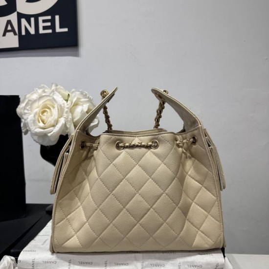 Replica Perfetta Borsa a secchiello Chanel Hobo con coulisse AS5293 Beige Imitazione Outlet
