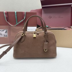 Replica Perfetta Borsa a tracolla piccola Loro Piana scamosciata marrone lama Imitazione Outlet