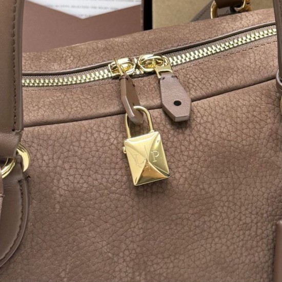 Replica Perfetta Borsa a tracolla piccola Loro Piana scamosciata marrone lama Imitazione Outlet