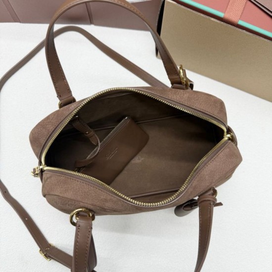 Replica Perfetta Borsa a tracolla piccola Loro Piana scamosciata marrone lama Imitazione Outlet