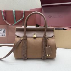 Replica Perfetta Borsa tote Loro Piana Loom L25/L32 marrone Imitazione Outlet