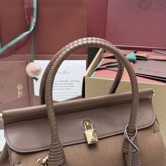 Replica Perfetta Borsa tote Loro Piana Loom L25/L32 marrone Imitazione Outlet