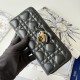 Replica Perfetta Portafoglio con cerniera Dior Lady Dior Voyageur nero Imitazione Outlet