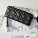 Replica Perfetta Portafoglio con cerniera Dior Lady Dior Voyageur nero Imitazione Outlet