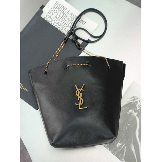 Replica Perfetta Borsa a secchiello YSL Saint Laurent Pochon nero Imitazione Outlet