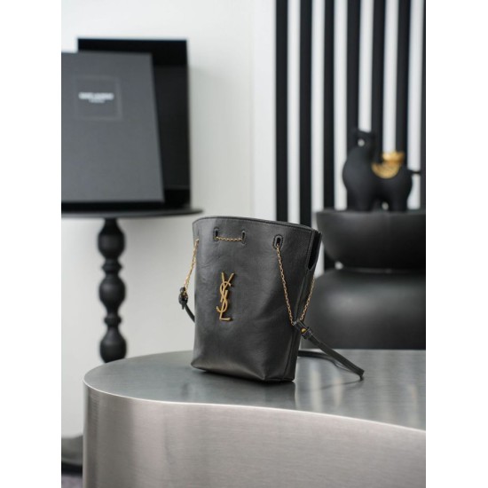 Replica Perfetta Borsa a secchiello YSL Saint Laurent Pochon nero Imitazione Outlet