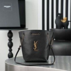 Replica Perfetta Borsa a secchiello YSL Saint Laurent Pochon nero Imitazione Outlet