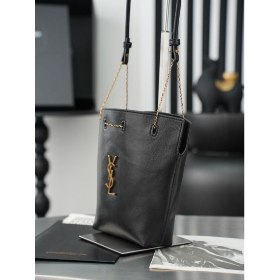 Replica Perfetta Borsa a secchiello YSL Saint Laurent Pochon nero Imitazione Outlet