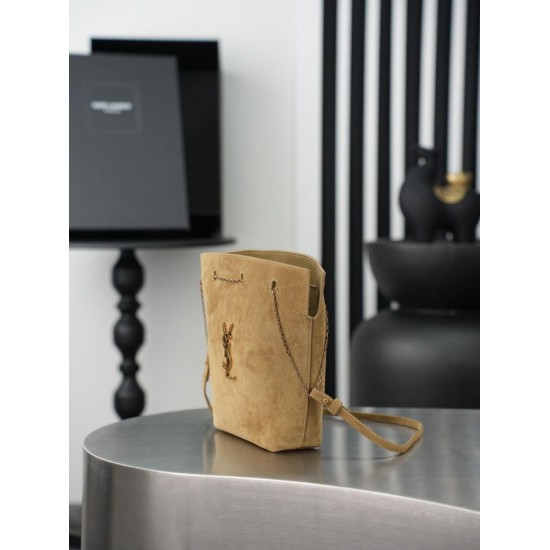 Replica Perfetta Borsa a secchiello YSL Saint Laurent Pochon marrone Imitazione Outlet