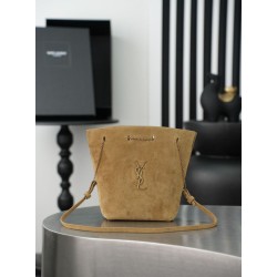 Replica Perfetta Borsa a secchiello YSL Saint Laurent Pochon marrone Imitazione Outlet
