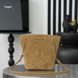 Replica Perfetta Borsa a secchiello YSL Saint Laurent Pochon marrone Imitazione Outlet
