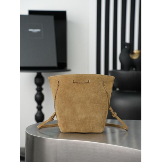Replica Perfetta Borsa a secchiello YSL Saint Laurent Pochon marrone Imitazione Outlet