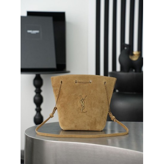Replica Perfetta Borsa a secchiello YSL Saint Laurent Pochon marrone Imitazione Outlet