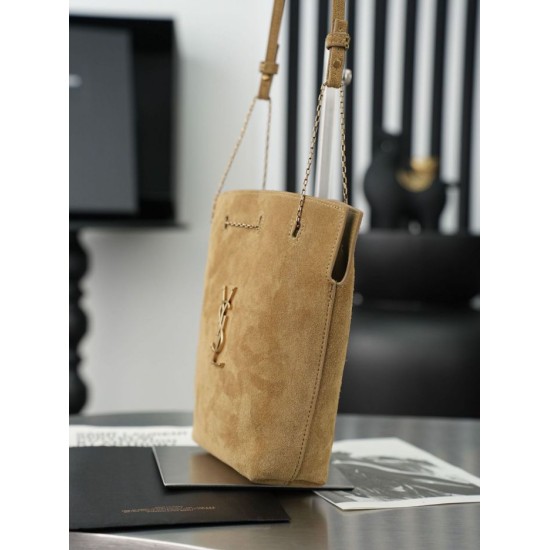 Replica Perfetta Borsa a secchiello YSL Saint Laurent Pochon marrone Imitazione Outlet