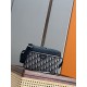 Replica Perfetta Borsa a tracolla Dior Rider con cerniera Oblique Blu Imitazione Outlet