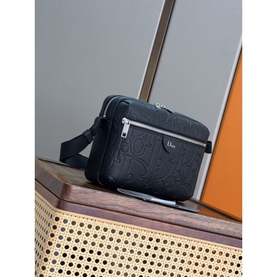 Replica Perfetta Borsa a tracolla Dior Rider con cerniera Nero Imitazione Outlet