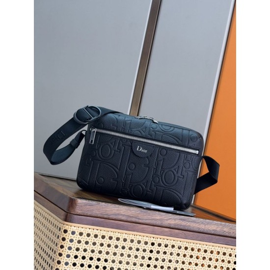 Replica Perfetta Borsa a tracolla Dior Rider con cerniera Nero Imitazione Outlet