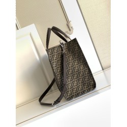 Replica Perfetta Borsa shopper Tote Fendi FF jacquard marrone Imitazione Outlet