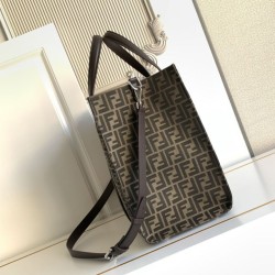 Replica Perfetta Borsa shopper Tote Fendi FF jacquard marrone Imitazione Outlet