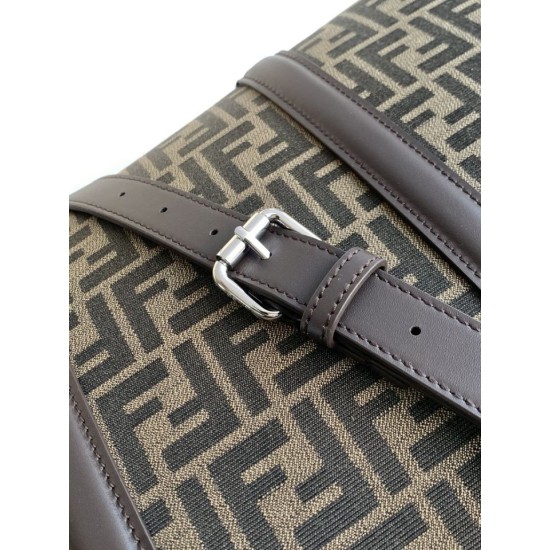 Replica Perfetta Borsa shopper Tote Fendi FF jacquard marrone Imitazione Outlet