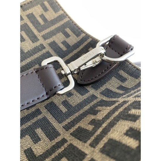 Replica Perfetta Borsa shopper Tote Fendi FF jacquard marrone Imitazione Outlet