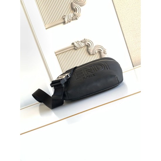 Replica Perfetta Marsupio Fendi FF in tessuto Nero Imitazione Outlet
