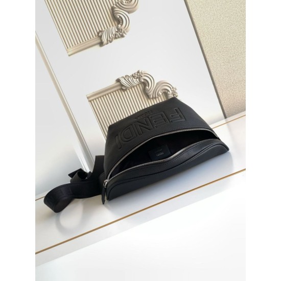 Replica Perfetta Marsupio Fendi FF in tessuto Nero Imitazione Outlet