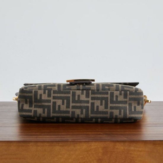 Replica Perfetta Borsa Fendi Medio Baguette tessuto jacquard FF marrone Imitazione Outlet