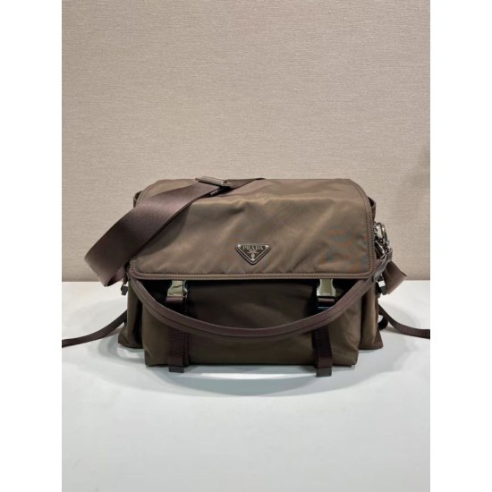 Replica Perfetta Borsa a tracolla Prada Explore Re-Nylon 2VD082 Marrone Imitazione Outlet