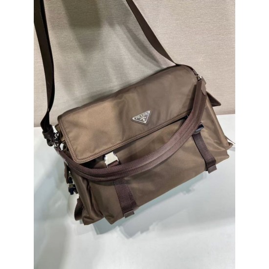Replica Perfetta Borsa a tracolla Prada Explore Re-Nylon 2VD082 Marrone Imitazione Outlet
