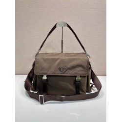 Replica Perfetta Borsa a tracolla Prada Explore Re-Nylon 2VD082 Marrone Imitazione Outlet