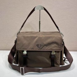 Replica Perfetta Borsa a tracolla Prada Explore Re-Nylon 2VD082 Marrone Imitazione Outlet