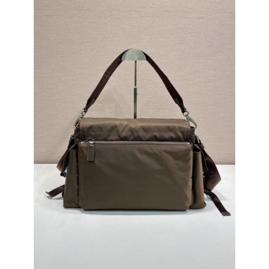 Replica Perfetta Borsa a tracolla Prada Explore Re-Nylon 2VD082 Marrone Imitazione Outlet