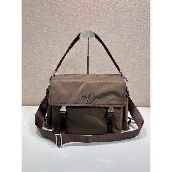 Replica Perfetta Borsa a tracolla Prada Explore Re-Nylon 2VD082 Marrone Imitazione Outlet