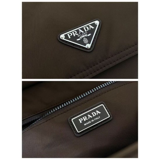 Replica Perfetta Borsa a tracolla Prada Explore Re-Nylon 2VD082 Marrone Imitazione Outlet