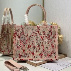 Replica Perfetta Ricamo della borsa tote Dior Book con medaglione Dior Rosa Imitazione Outlet