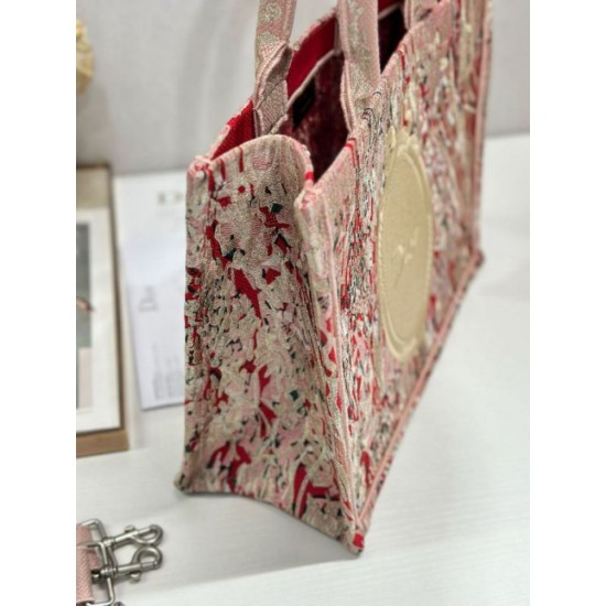 Replica Perfetta Ricamo della borsa tote Dior Book con medaglione Dior Rosa Imitazione Outlet
