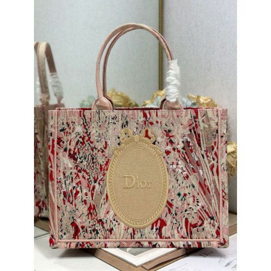 Replica Perfetta Ricamo della borsa tote Dior Book con medaglione Dior Rosa Imitazione Outlet