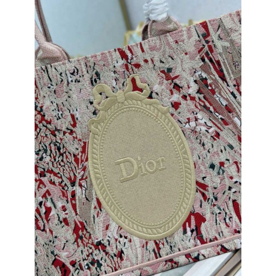 Replica Perfetta Ricamo della borsa tote Dior Book con medaglione Dior Rosa Imitazione Outlet