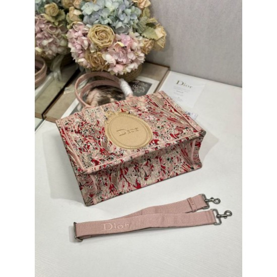 Replica Perfetta Ricamo della borsa tote Dior Book con medaglione Dior Rosa Imitazione Outlet