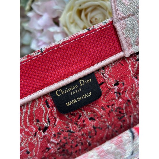Replica Perfetta Ricamo della borsa tote Dior Book con medaglione Dior Rosa Imitazione Outlet