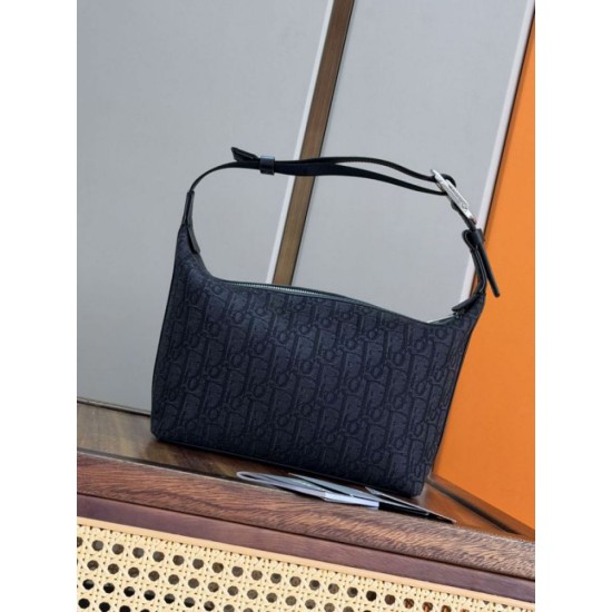 Replica Perfetta Pochette Dior Jett Dior Oblique jacquard nero Imitazione Outlet