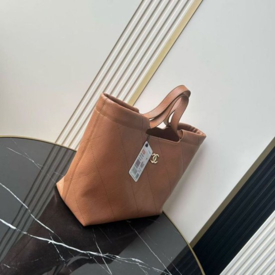 Replica Perfetta Borsa tote Chanel piccola preppy AS6058 Marrone Imitazione Outlet